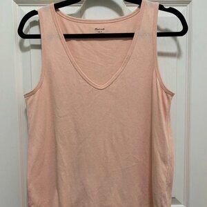 Madewell V-Neck Sleeveless Shirt- Small, Peach Colored